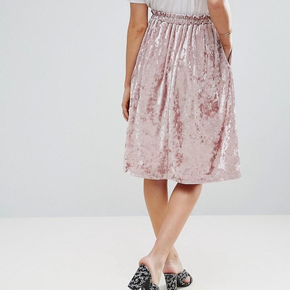 ASOS Velvet Paperbag Waist Pink Skirt - Picture 3 of 6